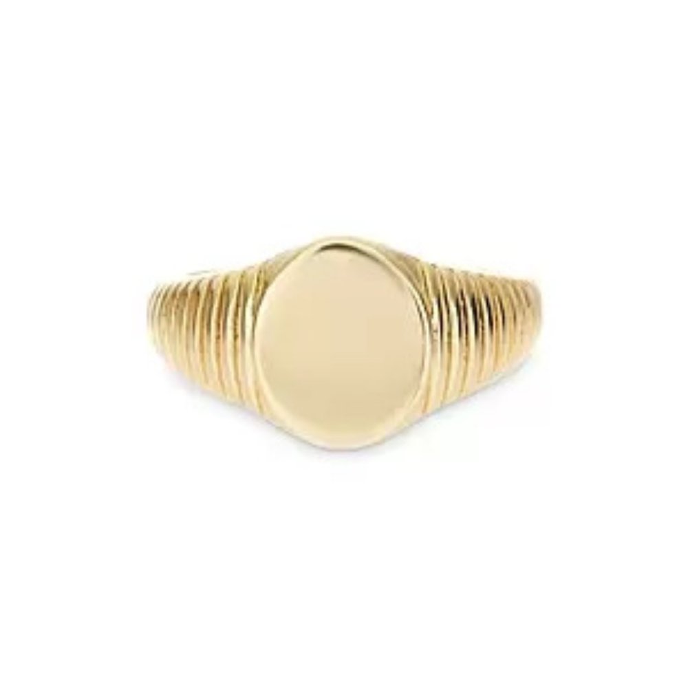 LUV AJ RIDGED SIGNET RING- GOLD - Picture 1 of 2